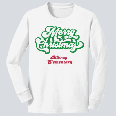 Youth Long Sleeve Shirt - Winter - Merry Christmas Red and Green  Thumbnail
