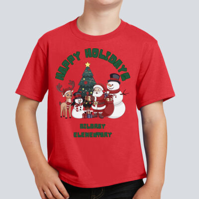 Youth T-Shirt - Winter - Happy Holidays Red Thumbnail